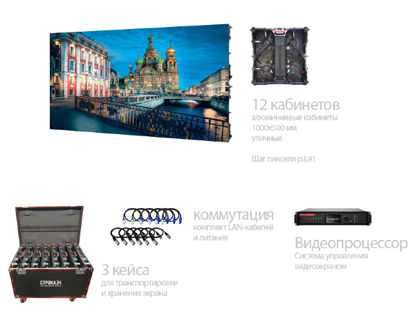 Светодиодный экран P3.91 для аренды 3 на 2 метра